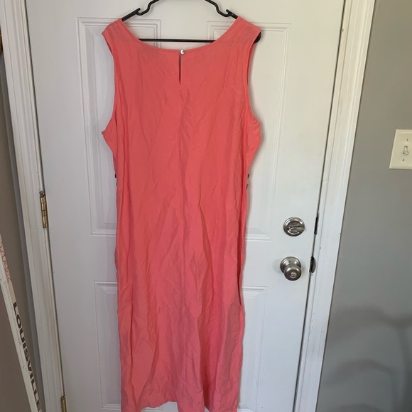 Pink Silk & Linen Maxi Tank Dress 2X - Picture 4 of 4